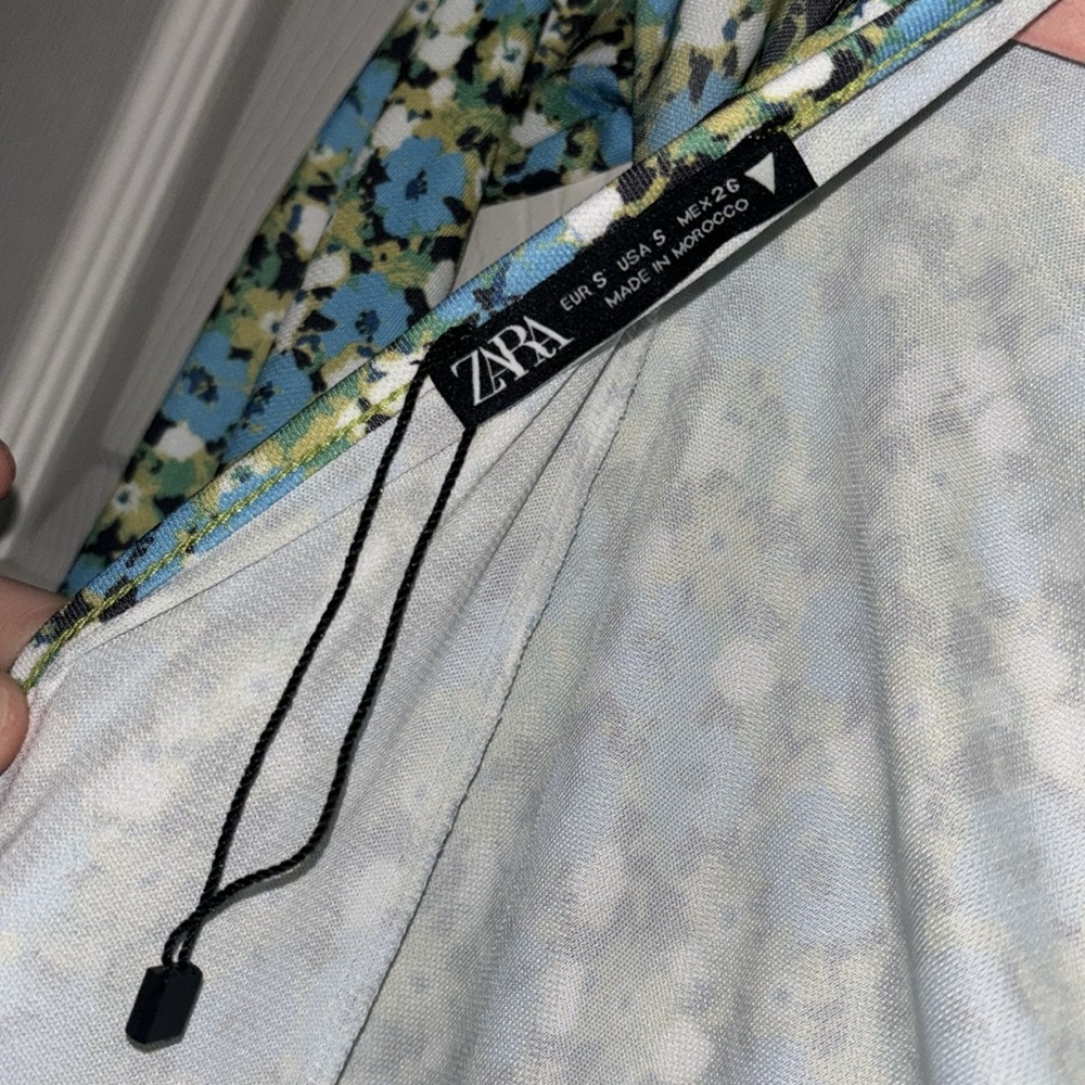 💚 ZARA Bloggers Fav Long Sleeve Floral Backless Dress with Tie. LARGE - Picture 14 of 14